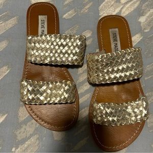 Steve Madden Gold Braided Strap Sandals - Like New - Size 5.5